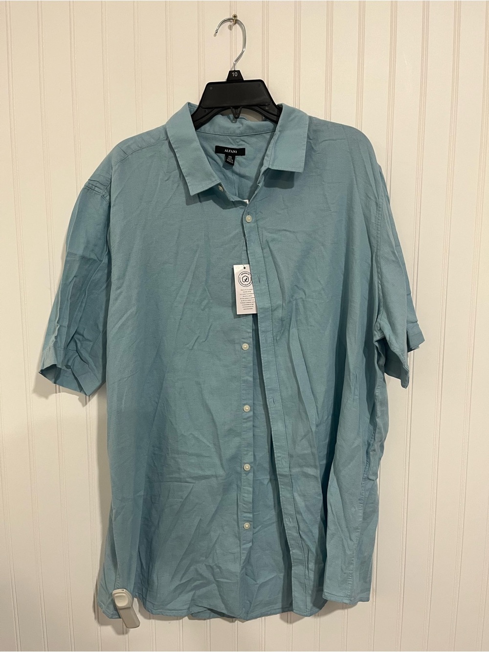 Alfani Light Blue Short-Sleeve Button-Down Shirt